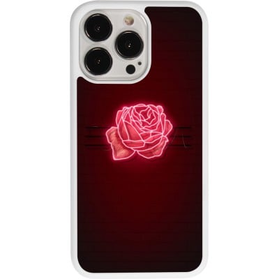 Coque iPhone 13 Pro - Silicone rigide blanc Spring 23 neon rose