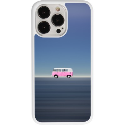 Coque iPhone 13 Pro - Silicone rigide blanc Spring 23 pink bus