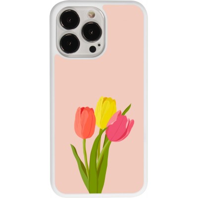 Coque iPhone 13 Pro - Silicone rigide blanc Spring 23 tulip trio