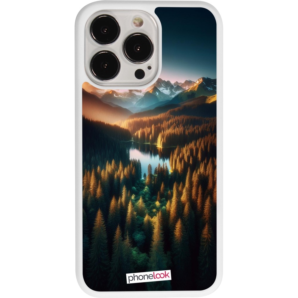 Coque iPhone 13 Pro - Silicone rigide blanc Sunset Forest Lake