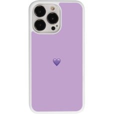 Coque iPhone 13 Pro - Silicone rigide blanc Valentine 2023 purpule single heart