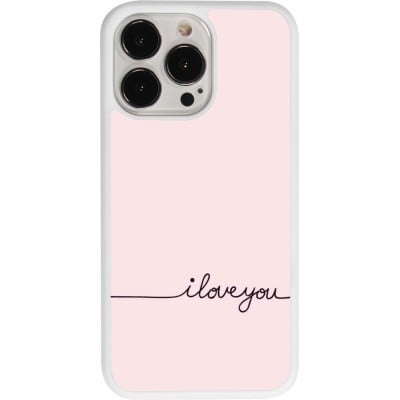 Coque iPhone 13 Pro - Silicone rigide blanc Valentine 2023 i love you writing