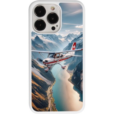 Coque iPhone 13 Pro - Silicone rigide blanc Vol Alpin Suisse