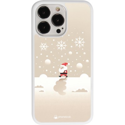 Coque iPhone 13 Pro - Silicone rigide blanc Noël 2023 Minimalist Santa