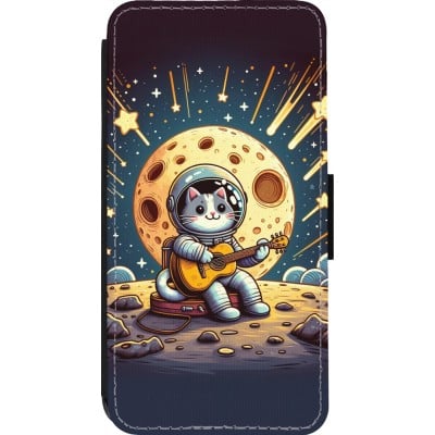 Coque iPhone 13 Pro - Wallet noir AstroCat RockLune