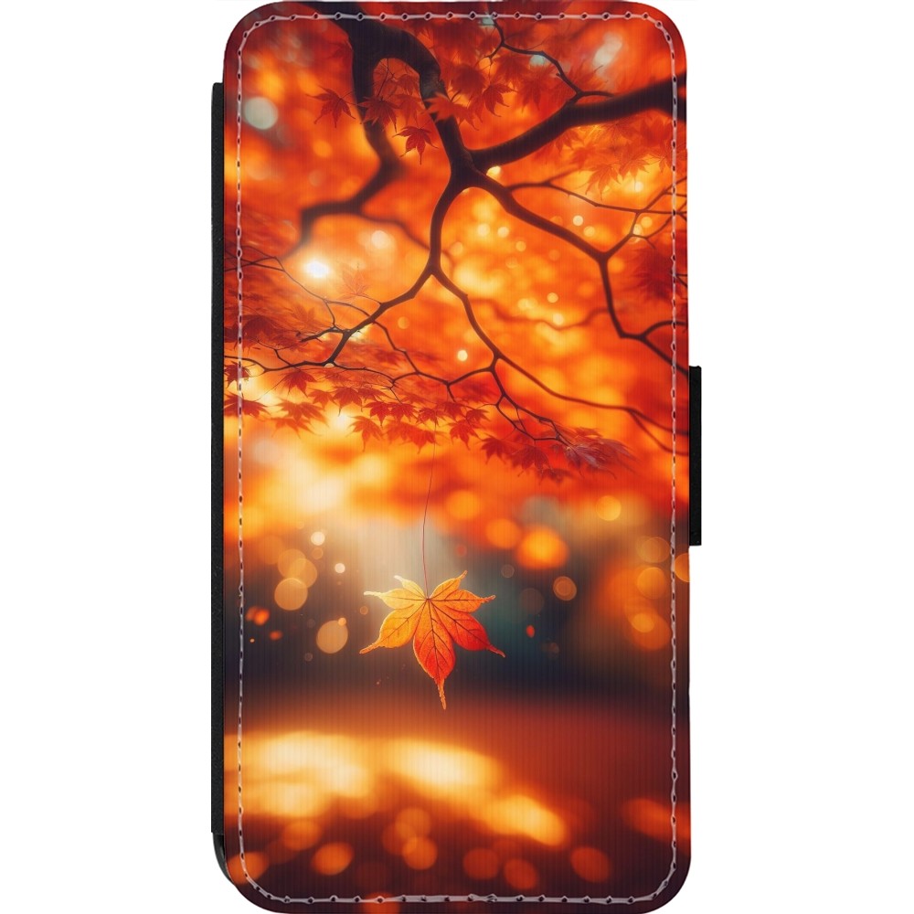 Coque iPhone 13 Pro - Wallet noir Automne Magique Orange