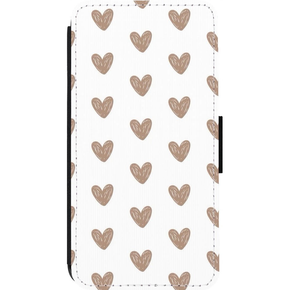 Coque iPhone 13 Pro - Wallet noir Autumn 2024 brown hearts