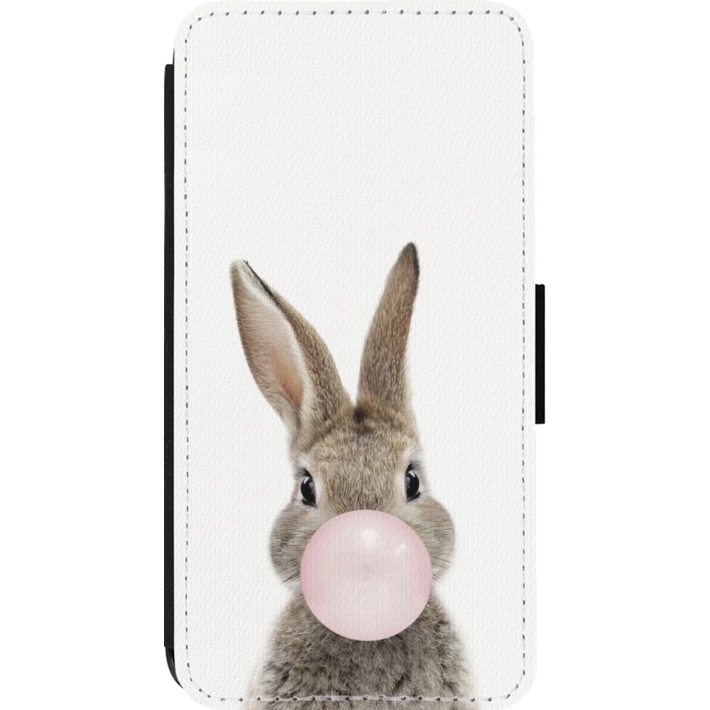 Coque iPhone 13 Pro - Wallet noir Easter 2023 bubble gum bunny