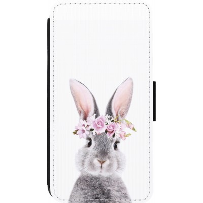 Coque iPhone 13 Pro - Wallet noir Easter 2023 flower bunny