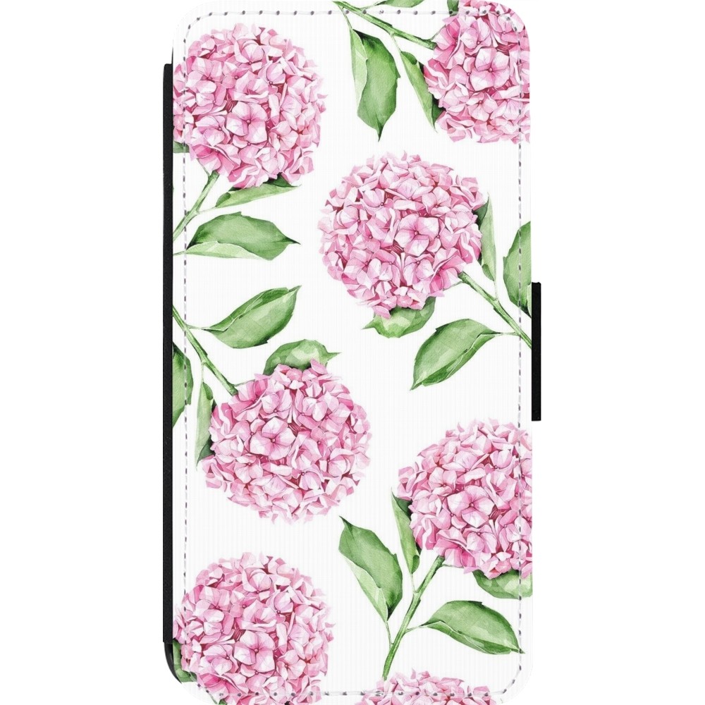 Coque iPhone 13 Pro - Wallet noir Easter 2024 pink flowers