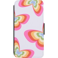 Coque iPhone 13 Pro - Wallet noir Easter 2024 rainbow butterflies