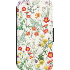 Coque iPhone 13 Pro - Wallet noir Flora Botanical Wildlife