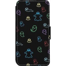 Coque iPhone 13 Pro - Wallet noir Halloween 2024 colorful ghosts