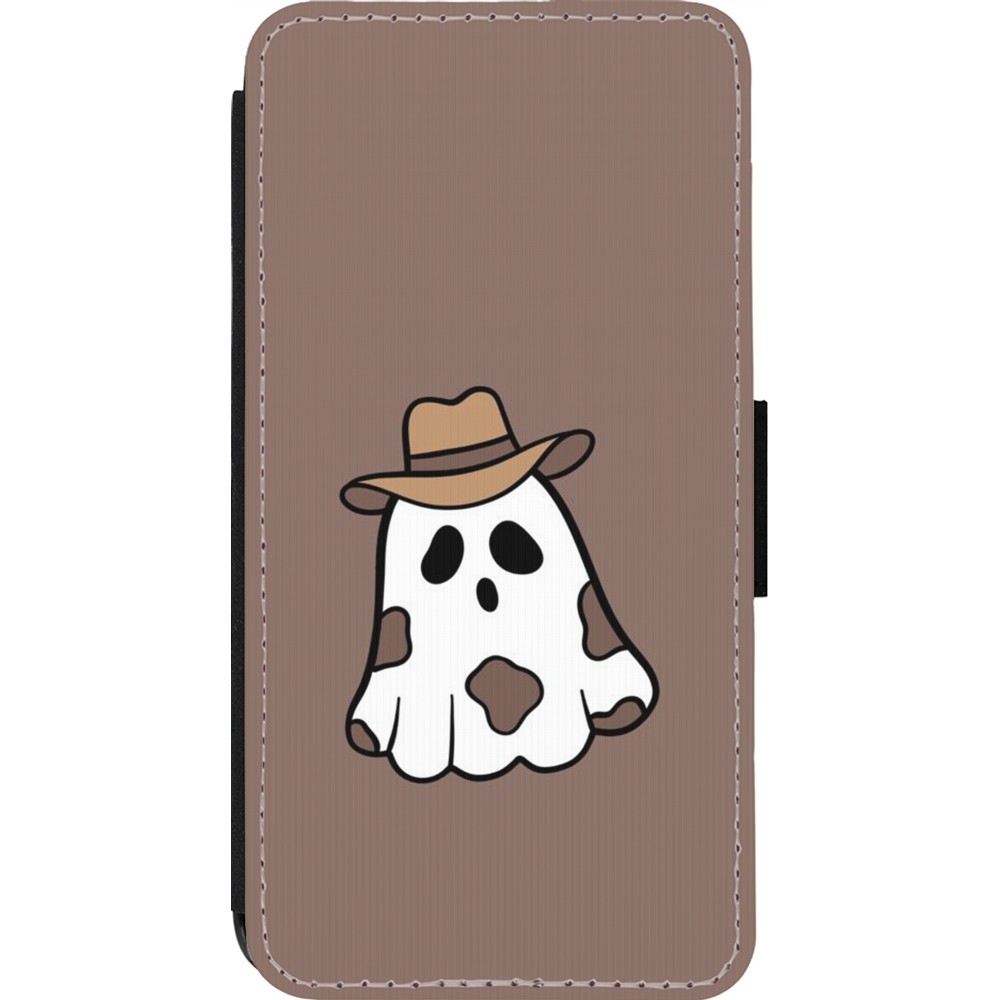 Coque iPhone 13 Pro - Wallet noir Halloween 2024 cowboy ghost