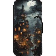 Coque iPhone 13 Pro - Wallet noir Halloween 2024 scary town