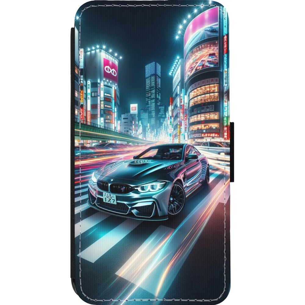 Coque iPhone 13 Pro - Wallet noir BMW M4 Tokyo Night