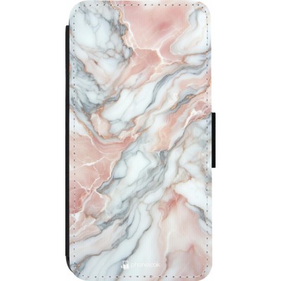 Coque iPhone 13 Pro - Wallet noir Marbre Rose Lumineux