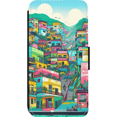 Coque iPhone 13 Pro - Wallet noir Medellin Comuna 13 Art