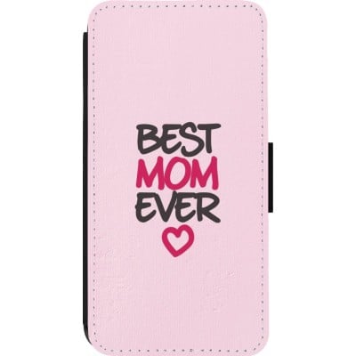 Coque iPhone 13 Pro - Wallet noir Mom 2023 best Mom ever pink