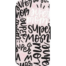 Coque iPhone 13 Pro - Wallet noir Mom 2024 Super mom