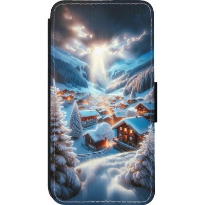 Coque iPhone 13 Pro - Wallet noir Mont Neige Lumière