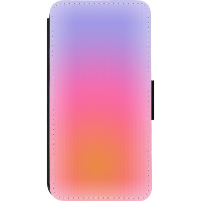 Coque iPhone 13 Pro - Wallet noir Orange Pink Blue Gradient