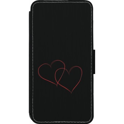 Coque iPhone 13 Pro - Wallet noir Valentine 2023 attached heart