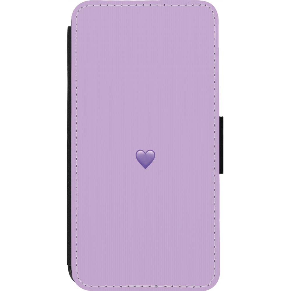 Coque iPhone 13 Pro - Wallet noir Valentine 2023 purpule single heart