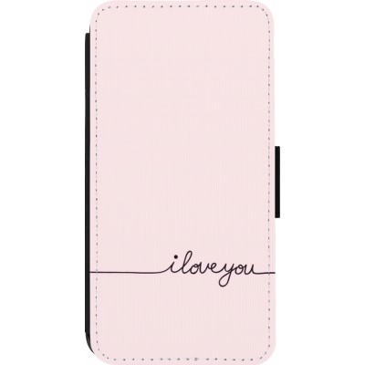 Coque iPhone 13 Pro - Wallet noir Valentine 2023 i love you writing