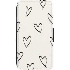 Coque iPhone 13 Pro - Wallet noir Valentine 2023 minimalist hearts