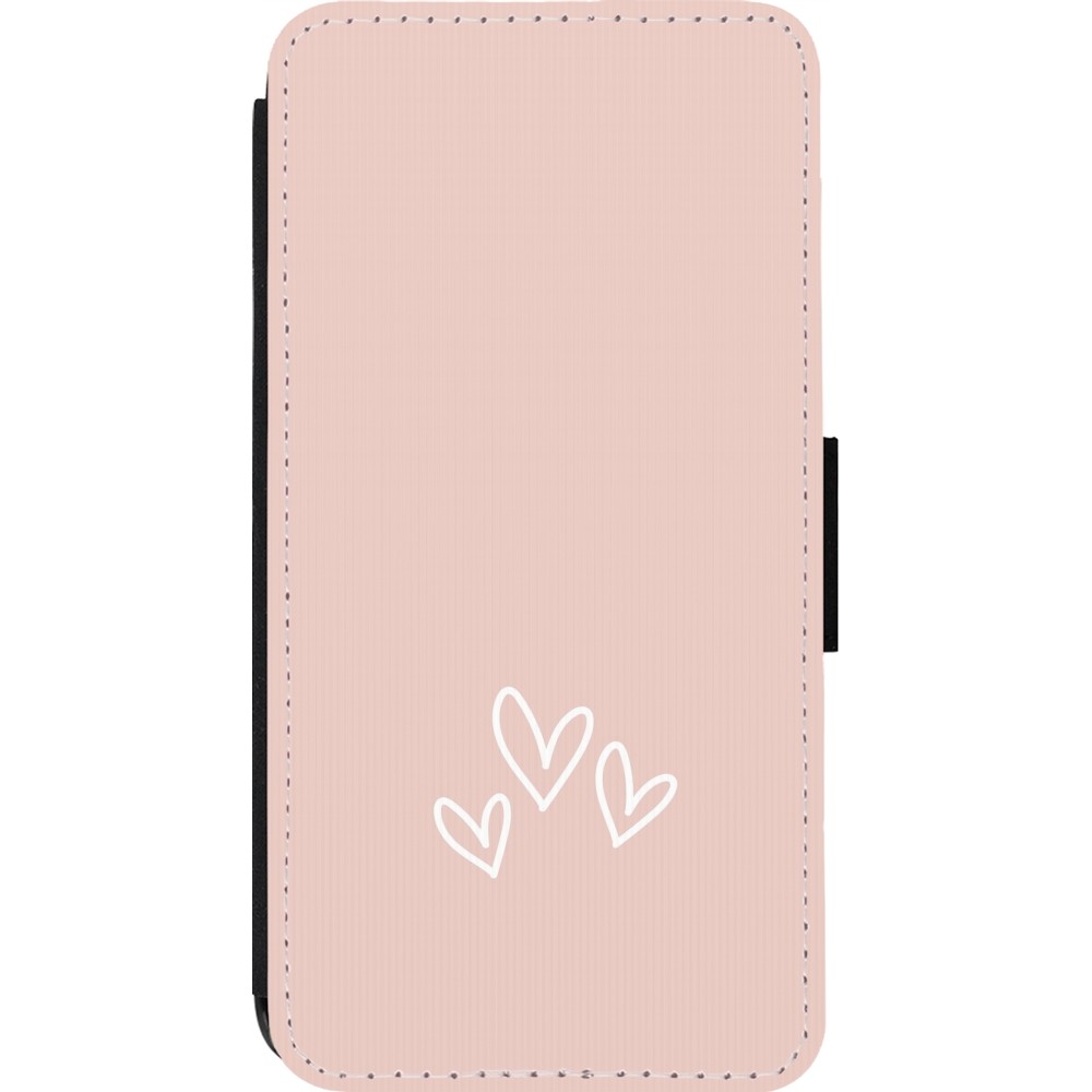 Coque iPhone 13 Pro - Wallet noir Valentine 2023 three minimalist hearts