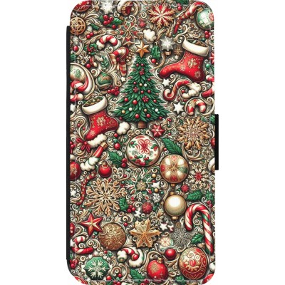 Coque iPhone 13 Pro - Wallet noir Noël 2023 micro pattern