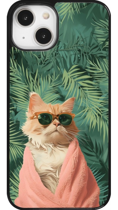 Coque iPhone 14 - Cat Summer Palms