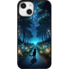 Coque iPhone 14 - Chat noir promenade