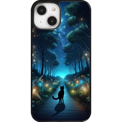 Coque iPhone 14 - Chat noir promenade