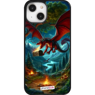 Coque iPhone 14 - Dragon Volant Forêt Trésor