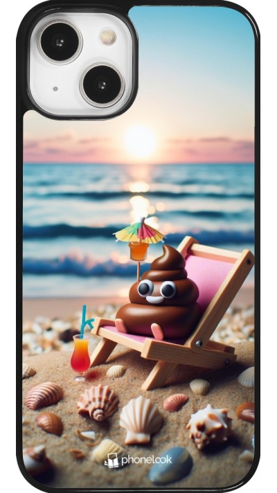 Coque iPhone 14 - Emoji caca sur chaise longue