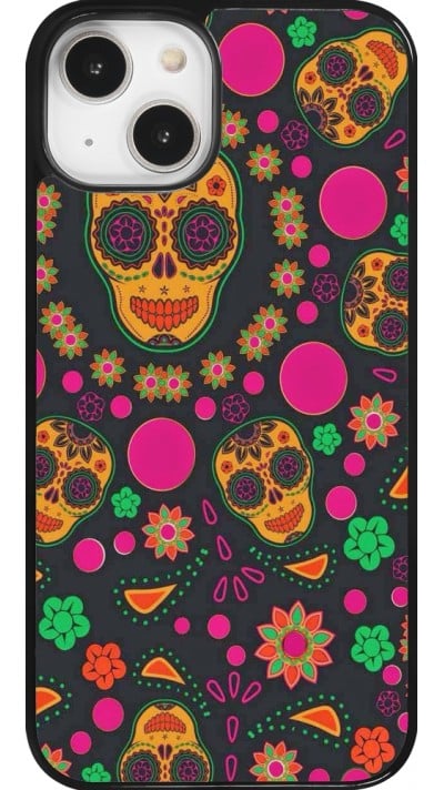 Coque iPhone 14 - Halloween 22 colorful mexican skulls