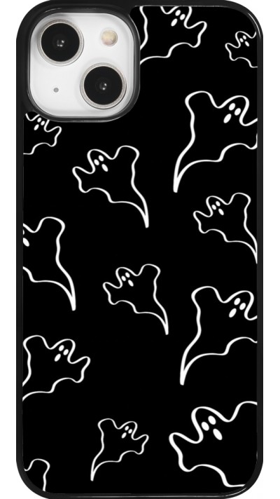 Coque iPhone 14 - Halloween 2024 black and white ghosts