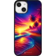 Coque iPhone 14 - Plage coucher soleil flashy