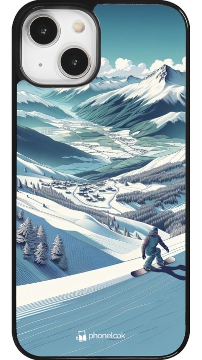 Coque iPhone 14 - Snowboarder Montagne