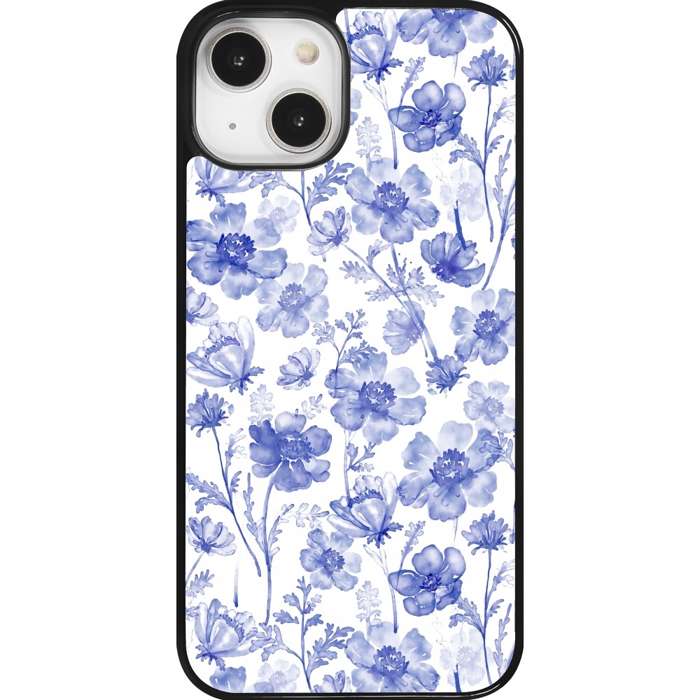 Coque iPhone 14 - Spring 23 watercolor blue flowers