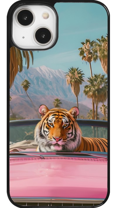 Coque iPhone 14 - Tigre voiture rose