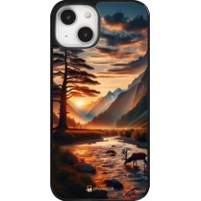 Coque iPhone 14 - Valley Sunset Deer Tree