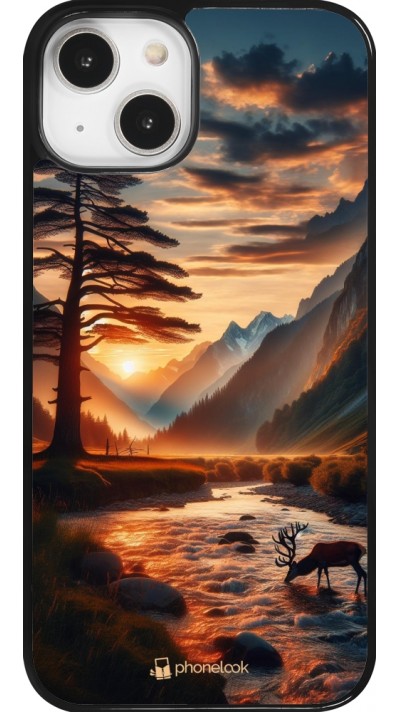 Coque iPhone 14 - Valley Sunset Deer Tree