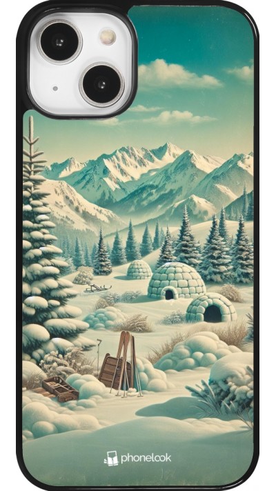 Coque iPhone 14 - Vintage Snowy Mountain Igloo