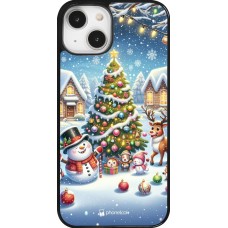 Coque iPhone 14 - Noël 2023 bonhomme de neige et sapin