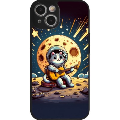 Coque iPhone 14 - Silicone rigide noir AstroCat RockLune