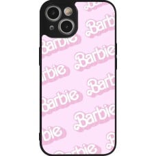 Coque iPhone 14 - Silicone rigide noir Barbie light pink pattern