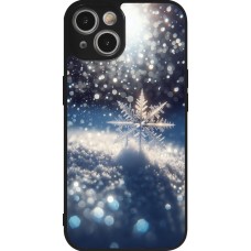 Coque iPhone 14 - Silicone rigide noir Flocon Solaire Éclat